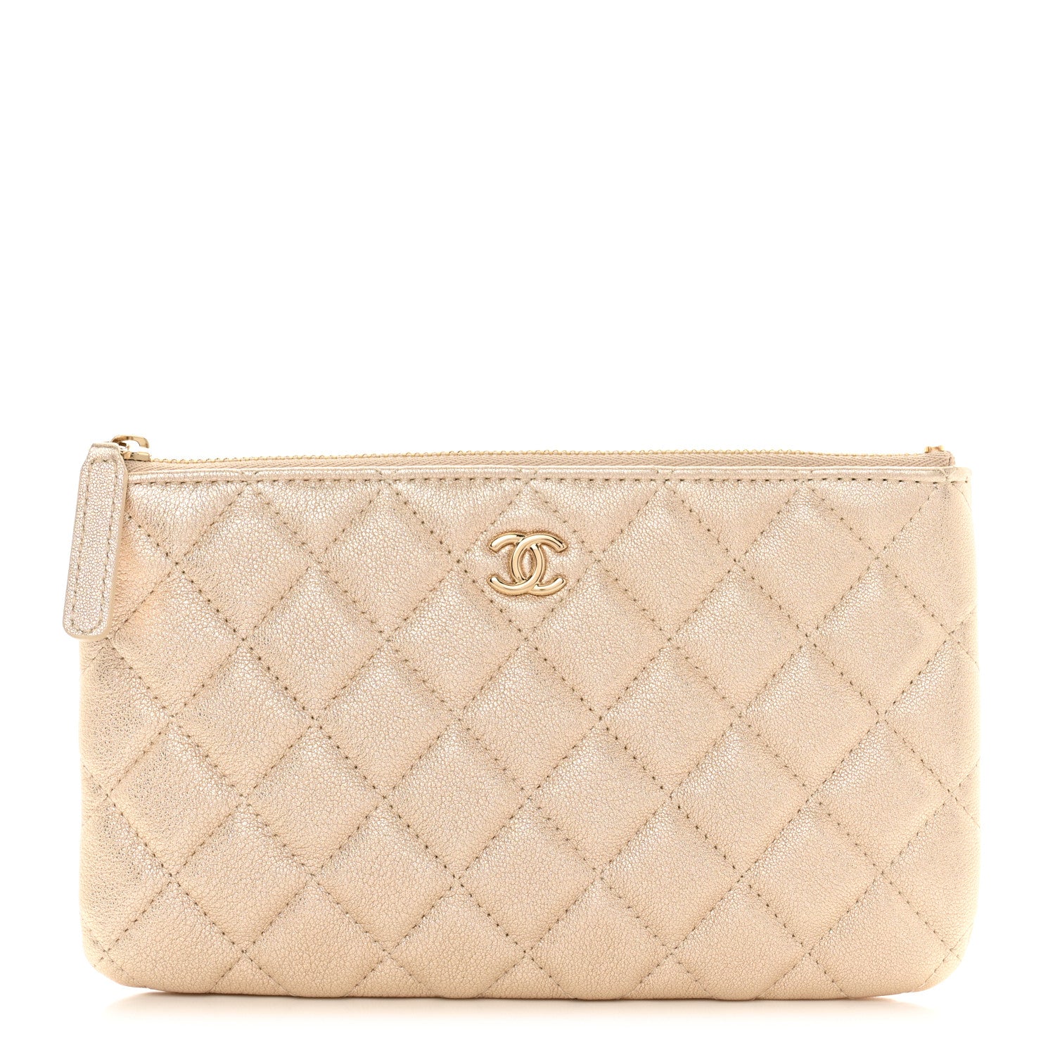 Chanel Metallic Lambskin Quilted Cosmetic Case Gold 1 of 8