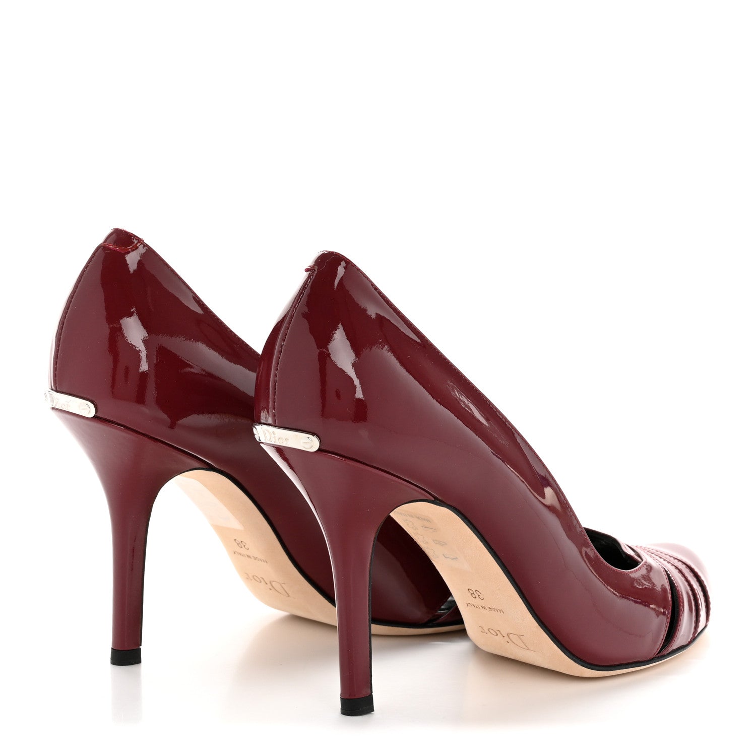 Christian Dior Patent D Glam Pumps 38 Rouge Fonce 5 of 12