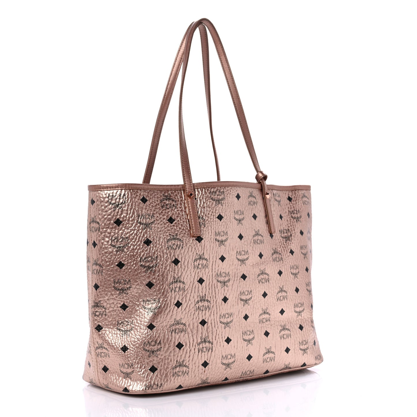 Metallic Visetos Medium Liz Reversible Shopper Tote Champagne Gold