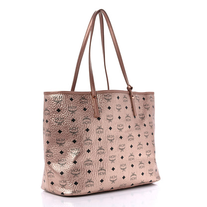MCM Metallic Visetos Medium Liz Reversible Shopper Tote Champagne Gold 4 of 15