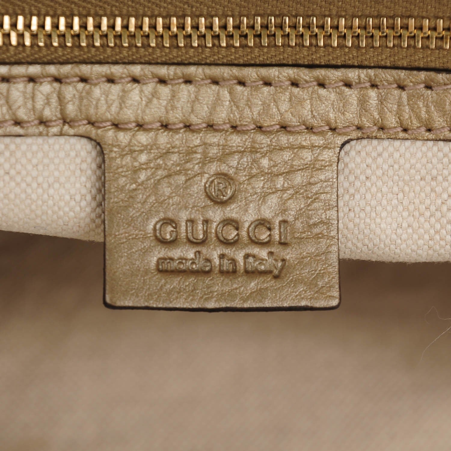 Gucci Metallic Pebbled Calfskin Medium Bella Tote Gold 6 of 7