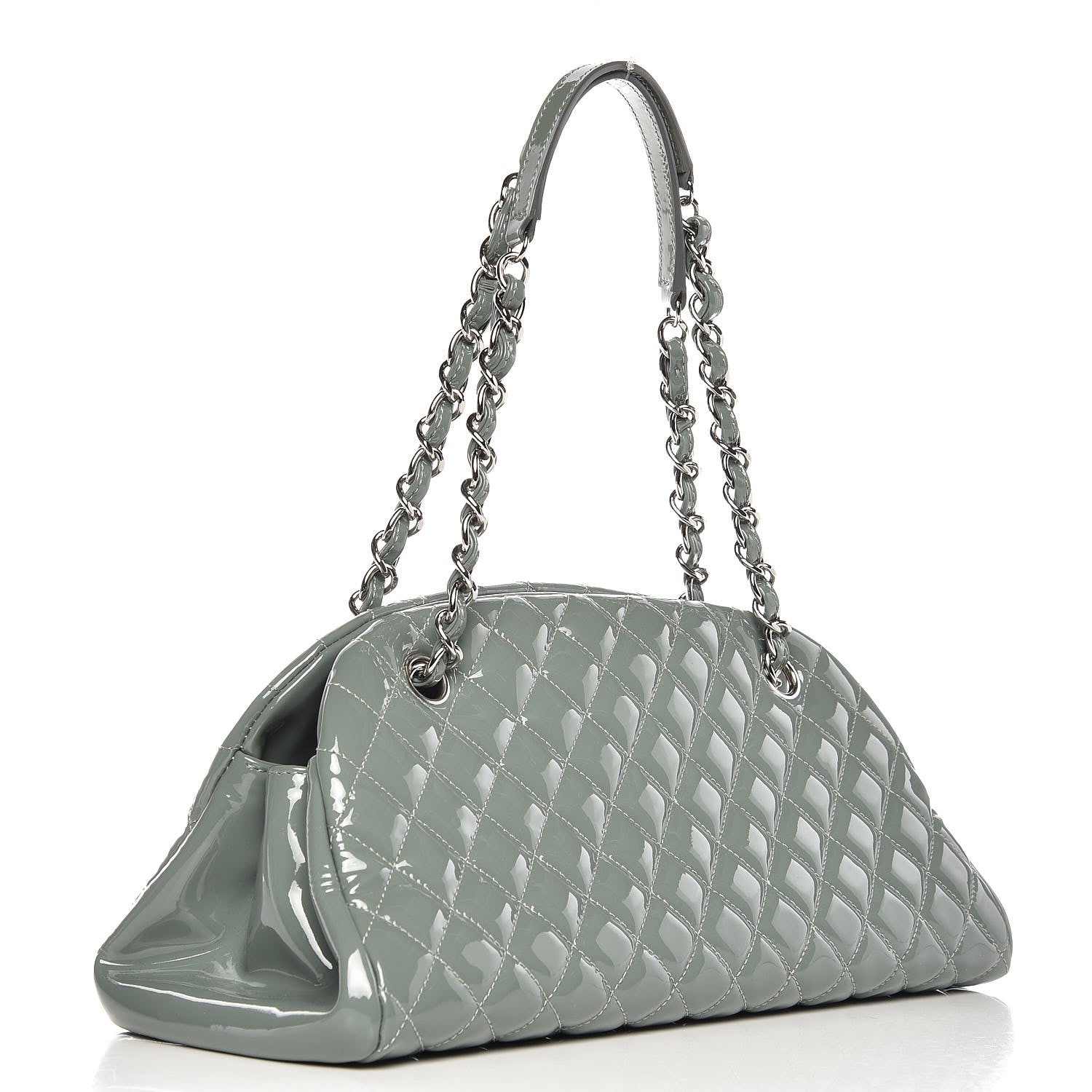 Chanel Patent Quilted Medium Just Mademoiselle Grey 3 of 7