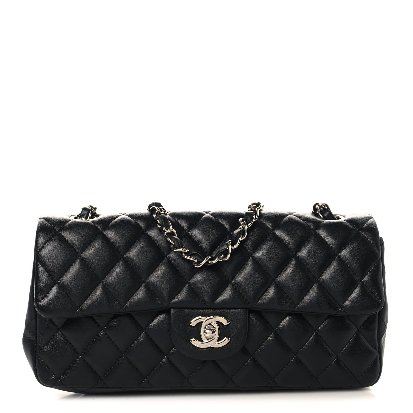 Lambskin Quilted East West Flap Black