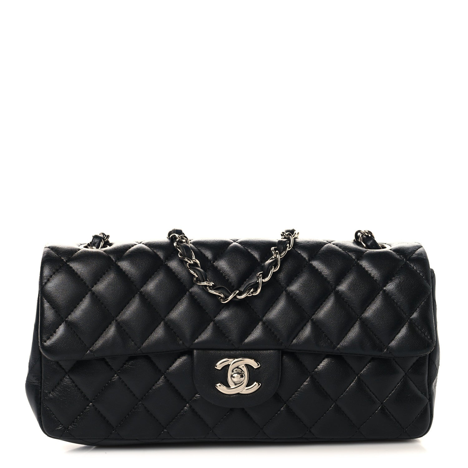 Chanel Lambskin Quilted East West Flap Black 1 of 10