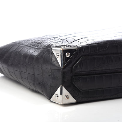Alexander Wang Calfskin Crocodile Embossed Prisma Skeletal Tote Black Silver Hardware 8 of 9