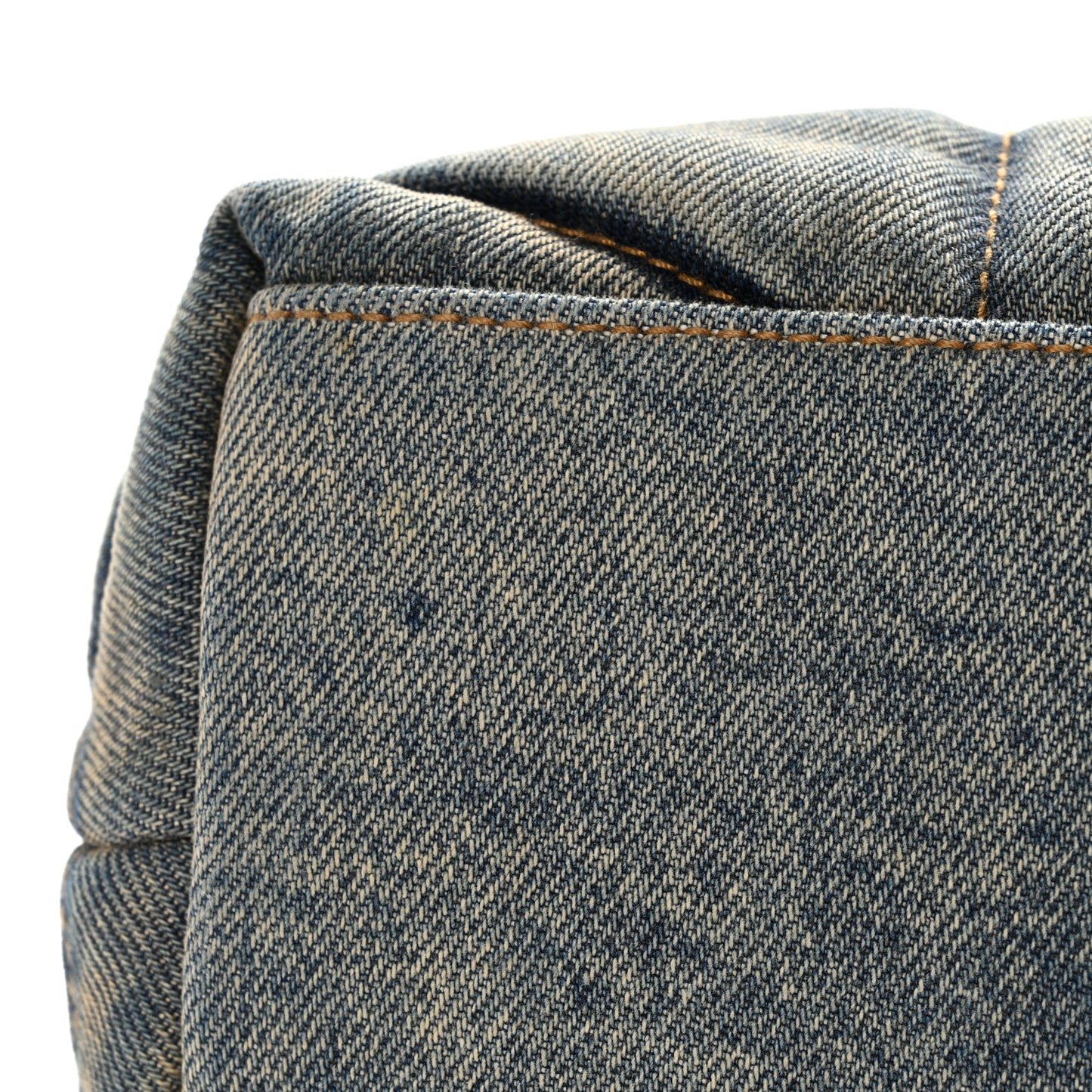 Denim Quilted Small Loulou Puffer Monogram Chain Satchel Blue Cinnamon