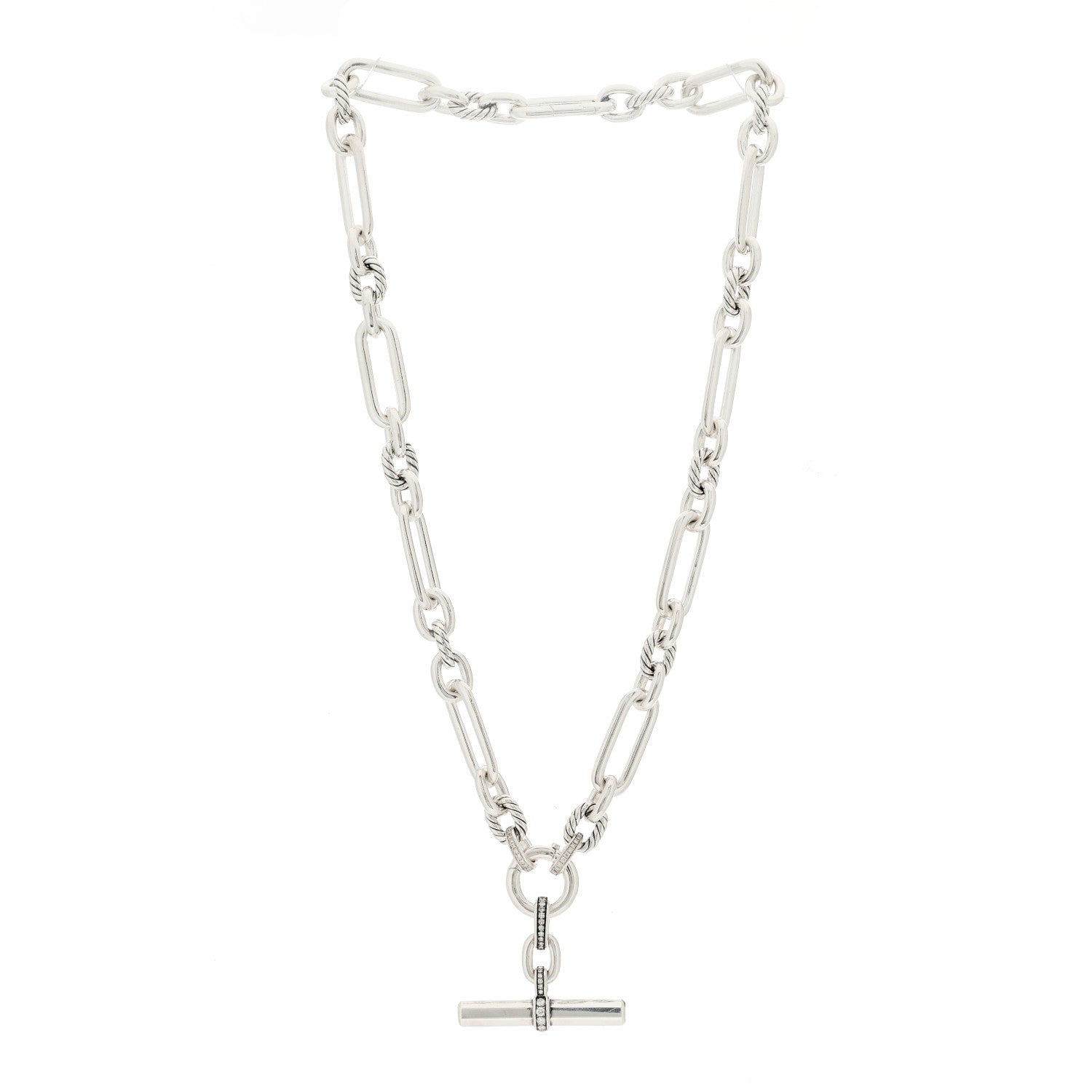 David Yurman Sterling Silver Diamond Lexington Chain Necklace 3 of 5