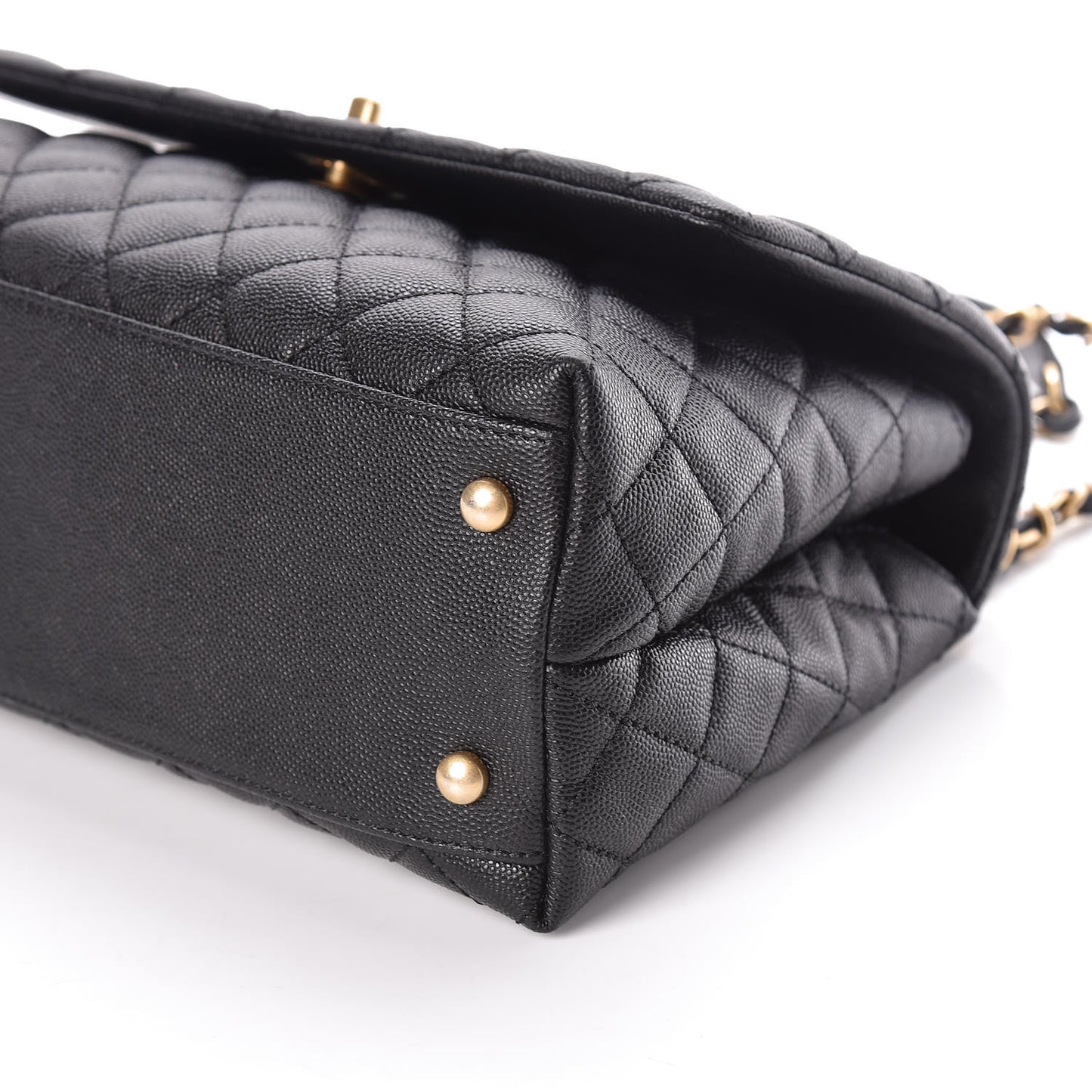 Caviar Quilted Small Coco Handle Flap Black