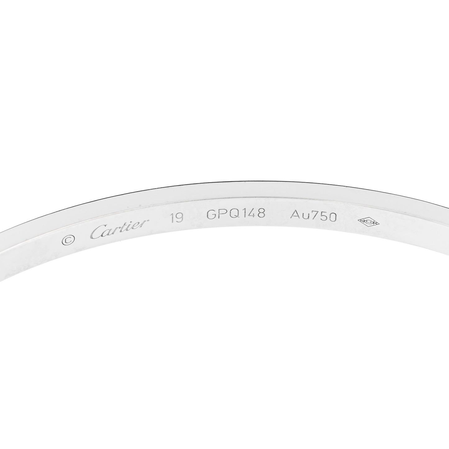 18K White Gold Diamond Small LOVE Paved Bracelet 19