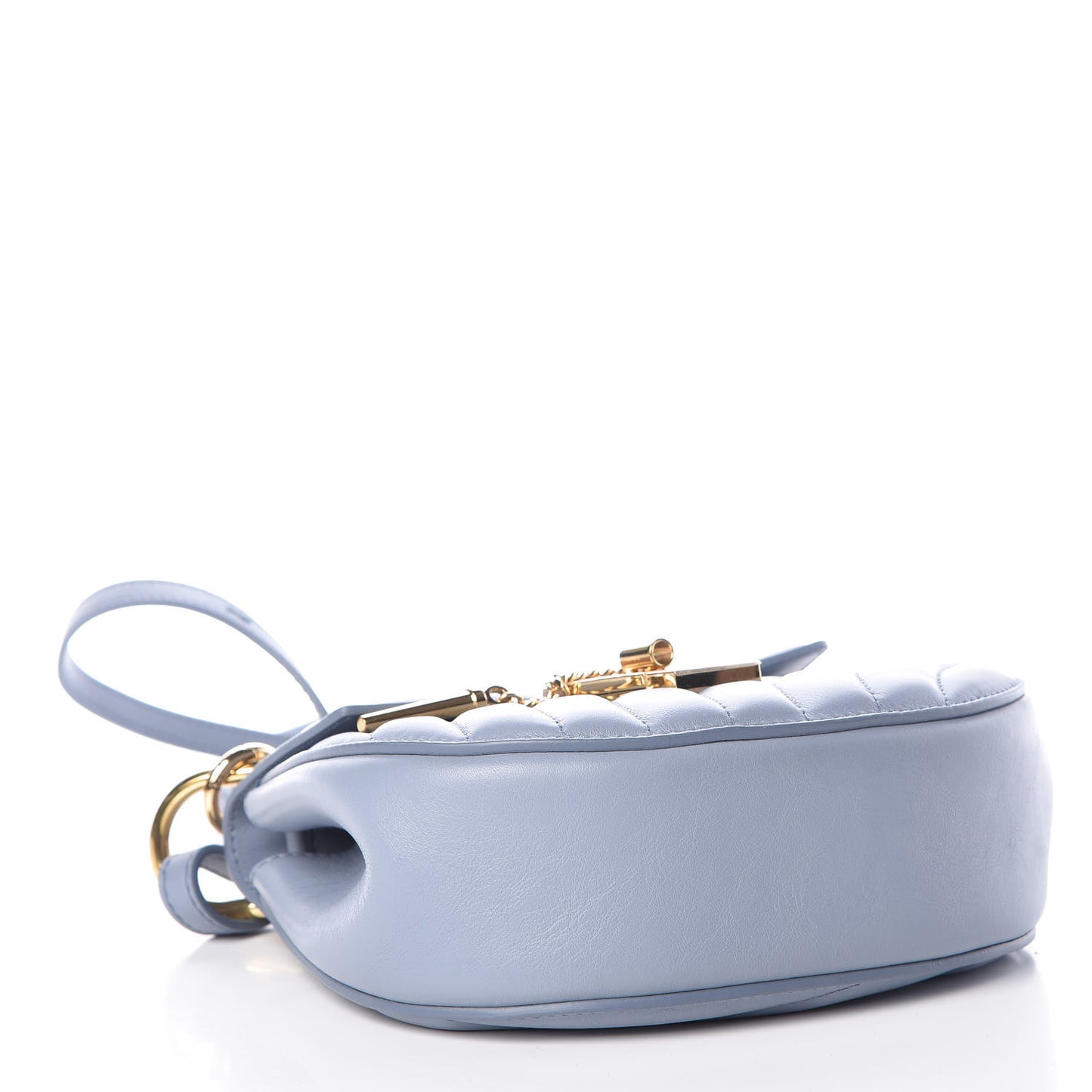 Calfskin Quilted Mini Drew Bijou Shoulder Bag Washed Blue