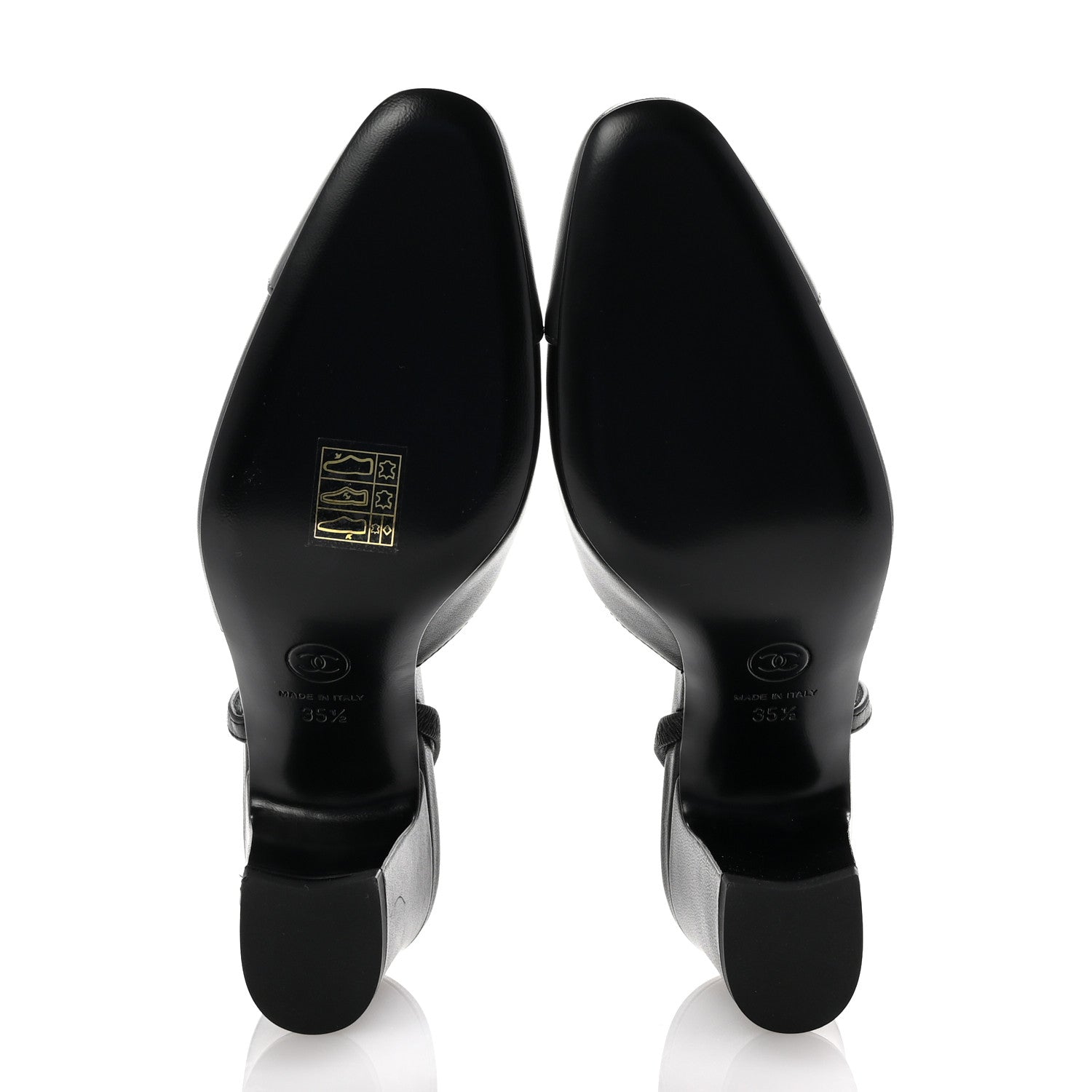 Chanel Lambskin Cap Toe CC Slingback Pumps 35.5 Black Dark Grey 6 of 10