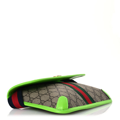 Gucci GG Supreme Monogram Web Small Ophidia Belt Bag Beige Ebony Electric Green 4 of 10