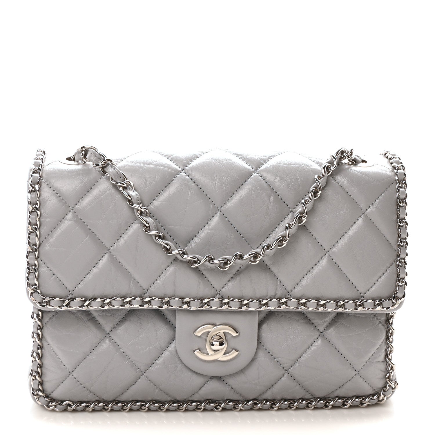 Chanel Crumpled Calfskin Medium Chain All Over Flap Grey 1 of 11