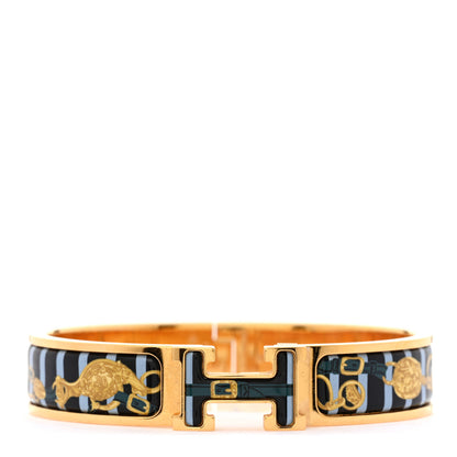 Hermes Enamel Printed Brides de Gala Bayadere Narrow Clic Clac H Bracelet PM Blue 1 of 6
