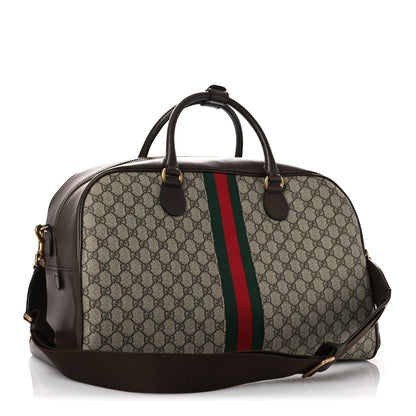 Gucci GG Supreme Monogram Textured Dollar Calfskin Web Large Savoy Bowling Bag Beige Ebony New Acero 2 of 9