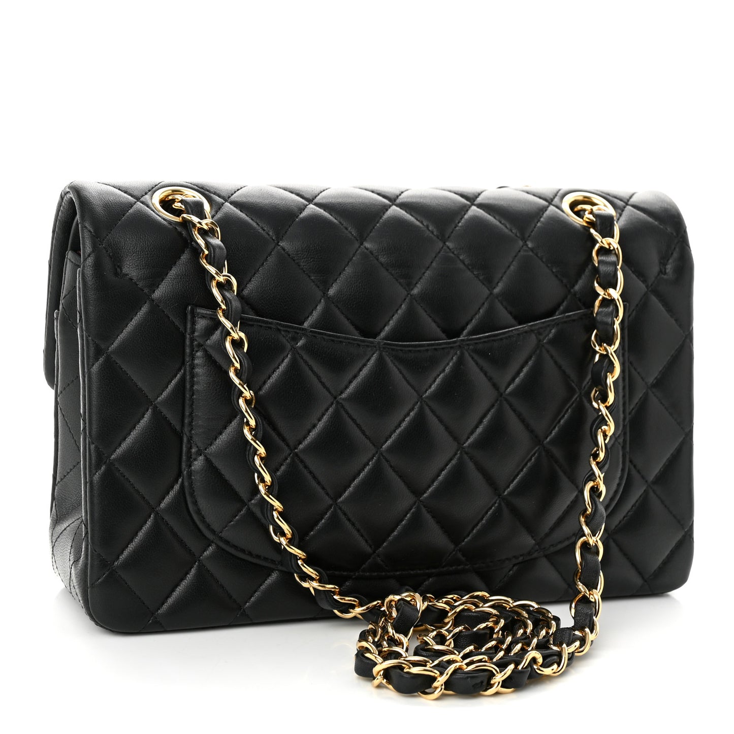 Lambskin Quilted Small Double Flap Black