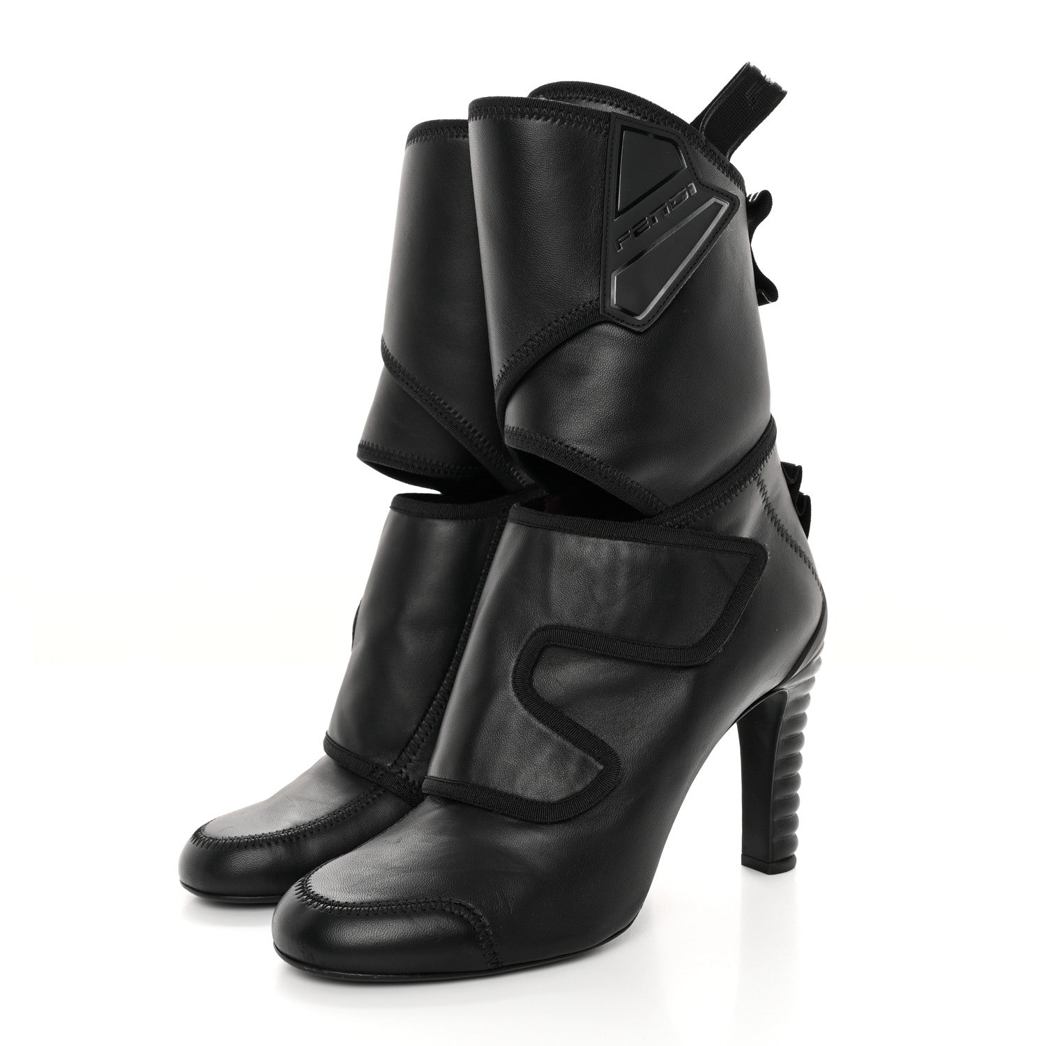 Fendi Vitello Logo Tape Promenade Ankle Boots 40 Black 3 of 13