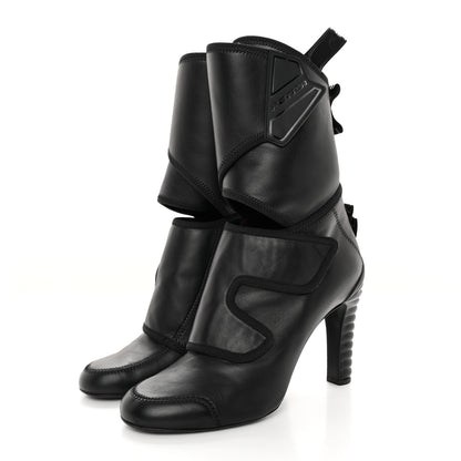Fendi Vitello Logo Tape Promenade Ankle Boots 40 Black 3 of 13