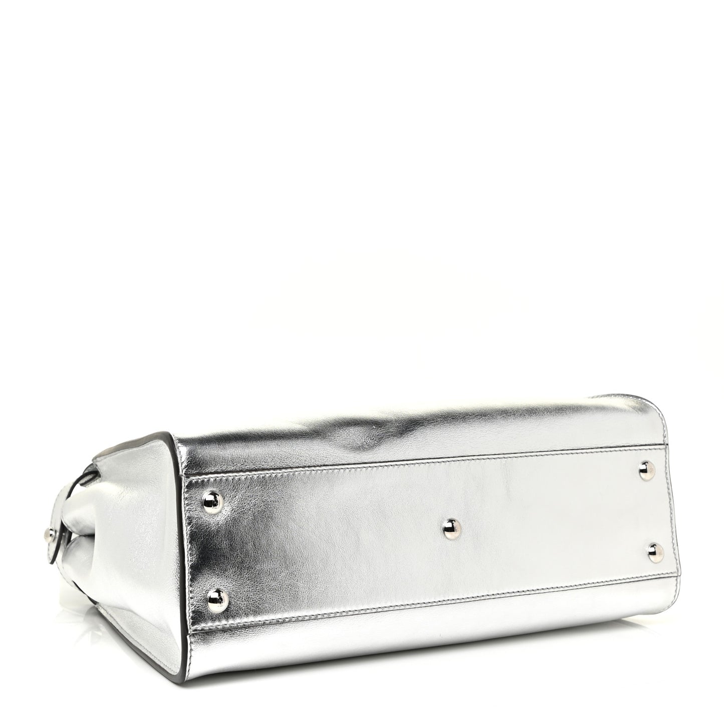 Vitello Catalan Mirror Medium Peekaboo Iconic Satchel Argento