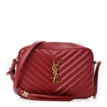Saint Laurent Calfskin Matelasse Monogram Lou Camera Bag Red 1 of 12