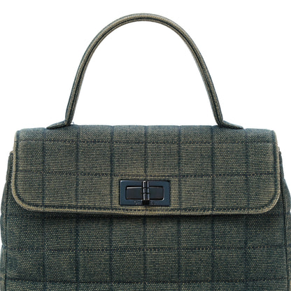 Chanel Denim Quilted Chocolate Bar Mademoiselle Top Handle Bag 9 of 9