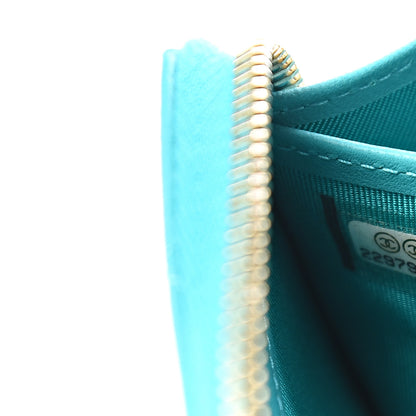 Chanel Lambskin Quilted Large Gusset Zip Around Wallet Turquoise 7 of 7