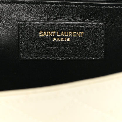 Saint Laurent Grain De Poudre Textured Mixed Matelasse Medium Triquilt Monogram Satchel Crema Soft 6 of 17