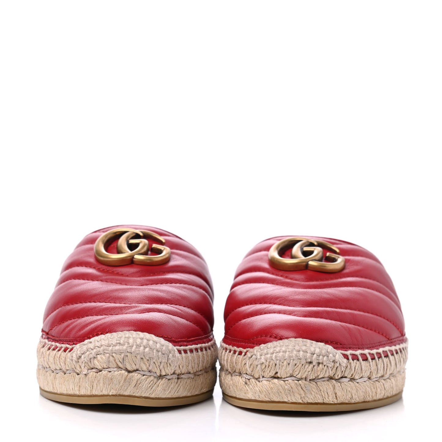 Nappa Matelasse GG Marmont Espadrille Slippers 37 Hibiscus Red