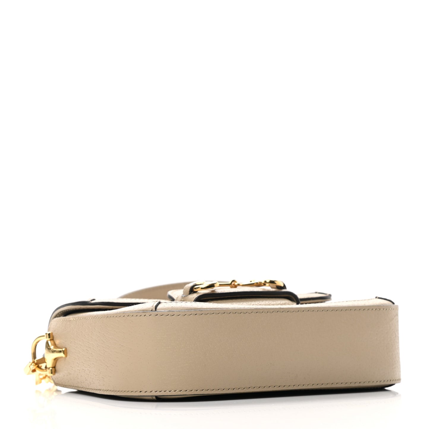 GG Supreme Monogram Textured Dollar Calfskin Web Mini Horsebit 1955 Shoulder Bag Beige Mystic White Oatmeal