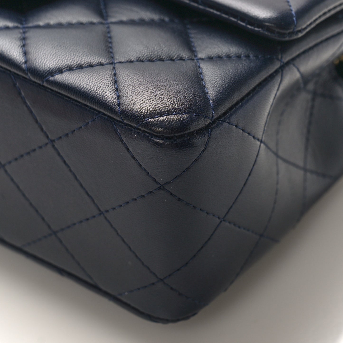 Lambskin Quilted Mini Rectangular Flap Navy