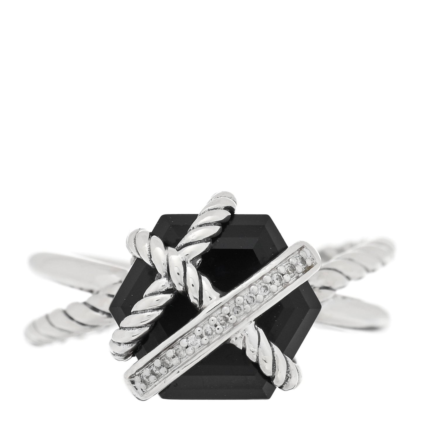 Sterling Silver Diamond Black Onyx 10mm Cable Wrap Ring 52 6