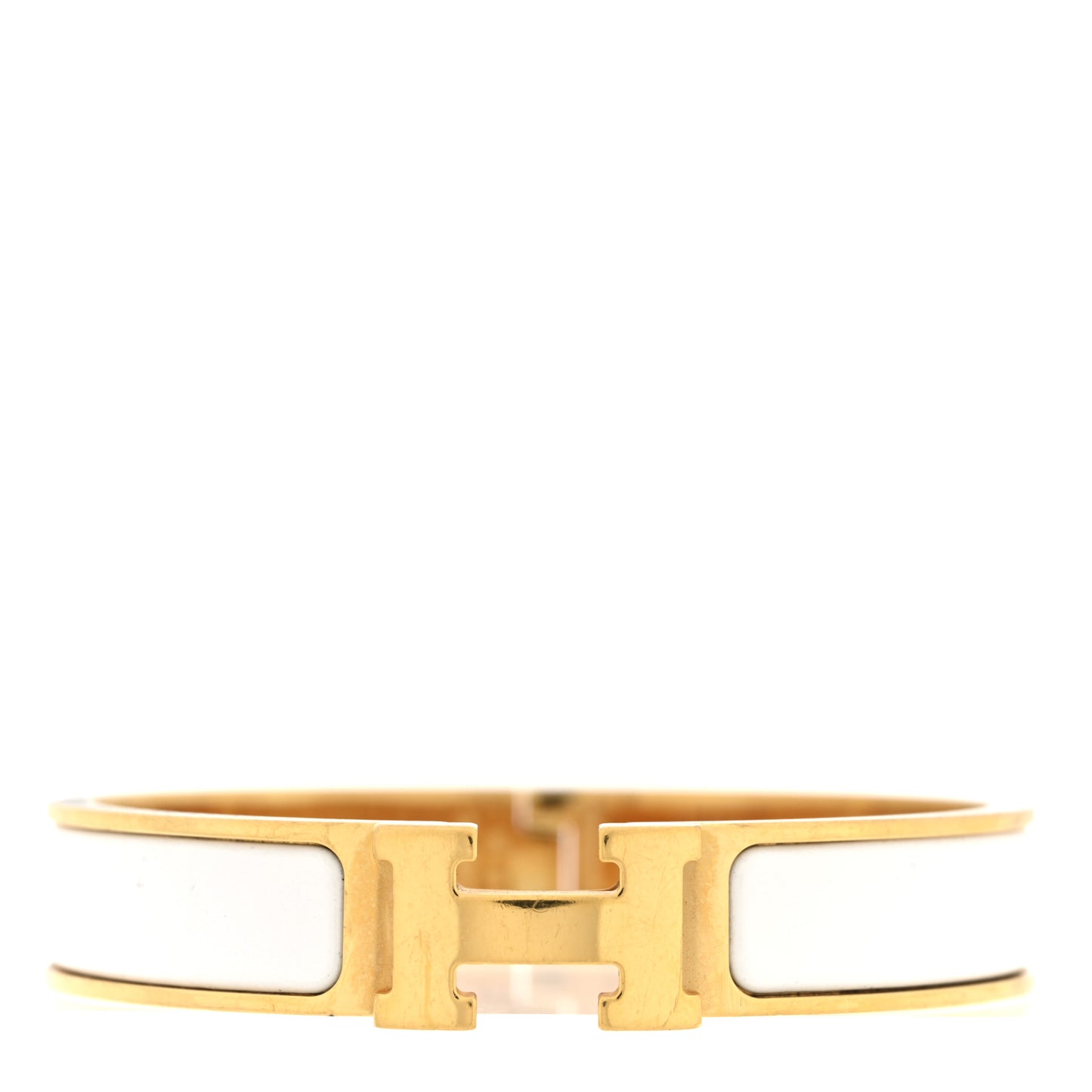 Enamel Narrow Clic Clac H Bracelet PM White