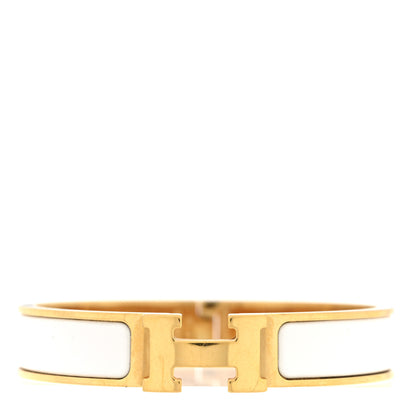 Hermes Enamel Narrow Clic Clac H Bracelet PM White 1 of 5