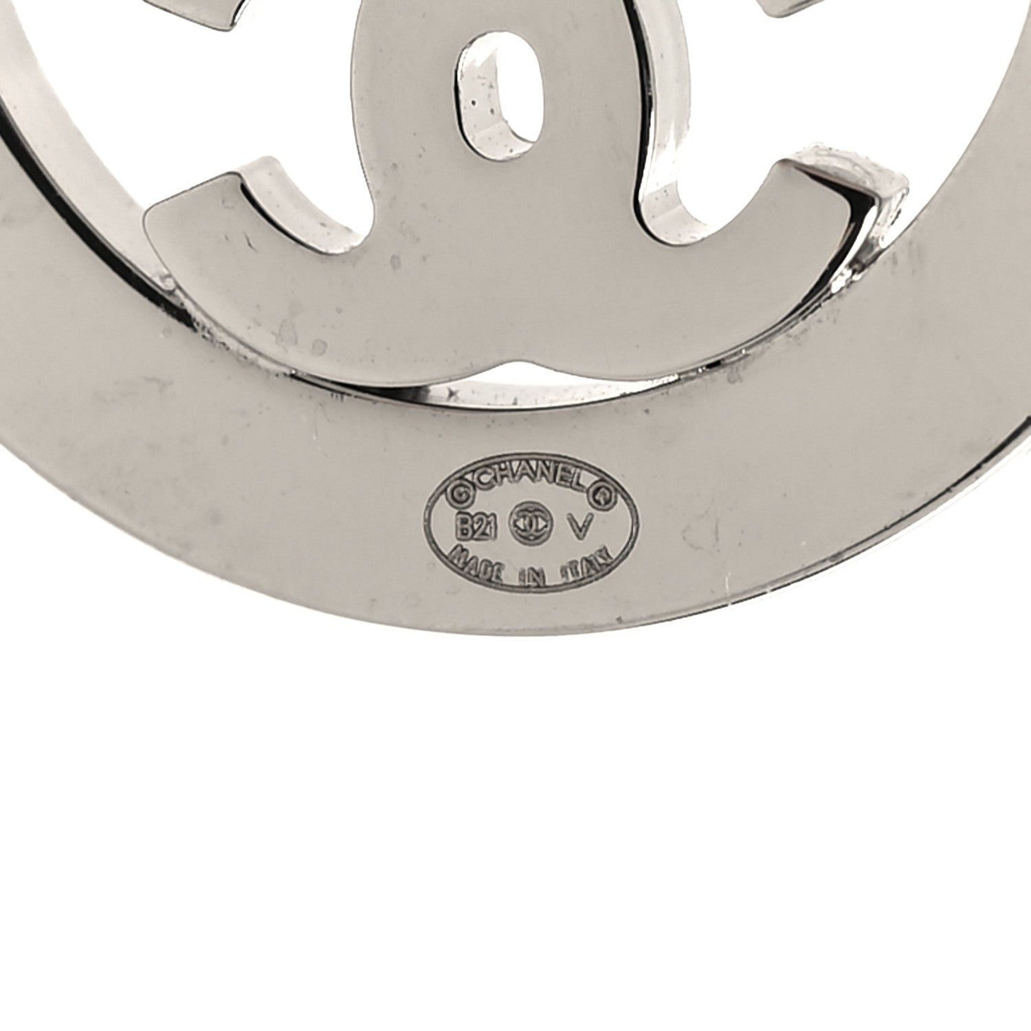 Chanel Crystal CC Round Earrings Silver 4 of 4