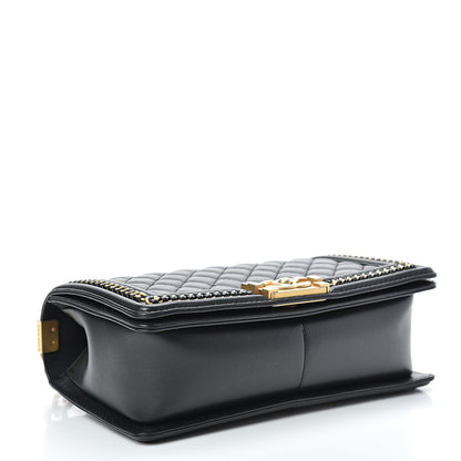 Chanel Calfskin Quilted Medium Boy Top Handle Flap Black 3 of 15