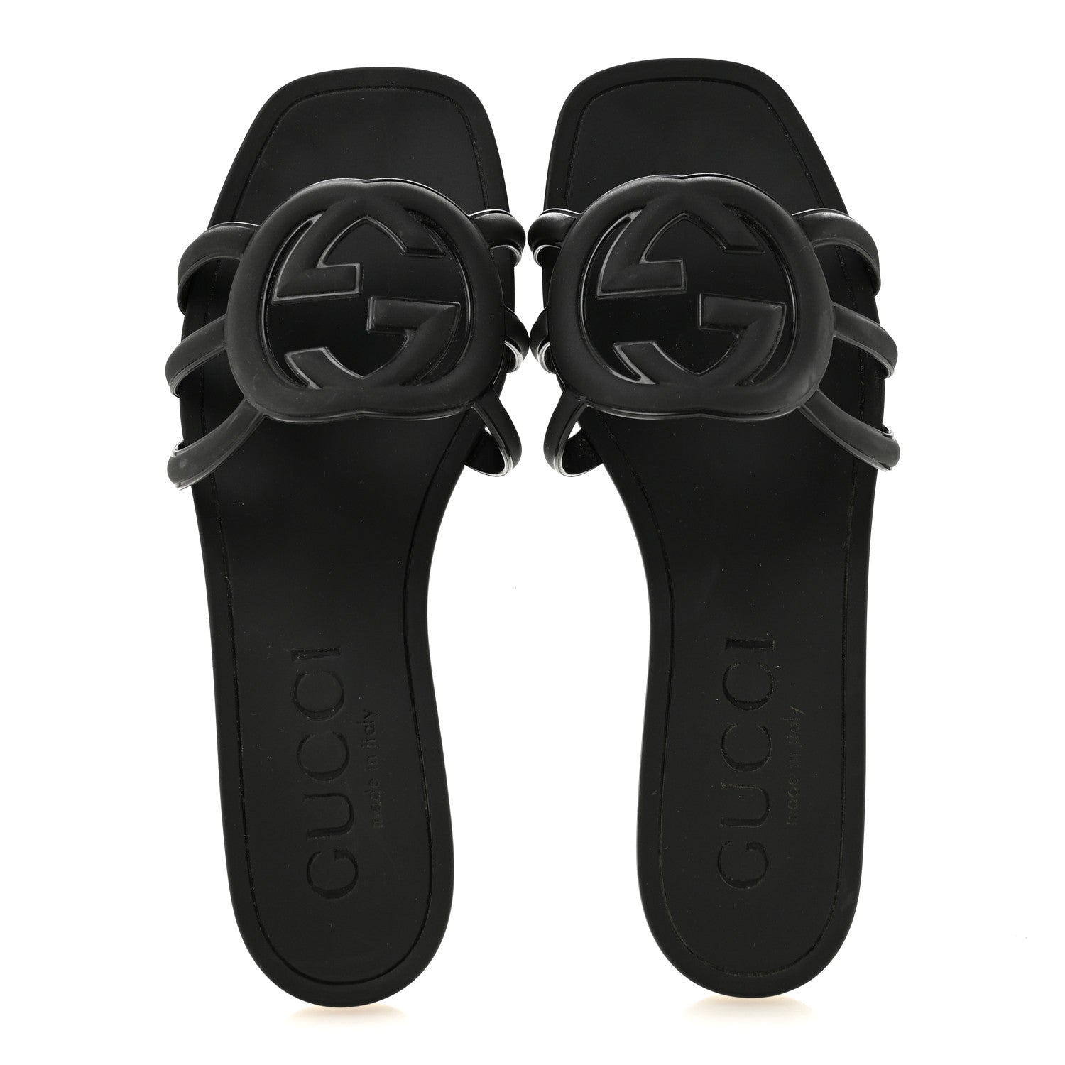 Gucci Rubber Womens Interlocking G Slide Sandals 36 Black 2 of 10