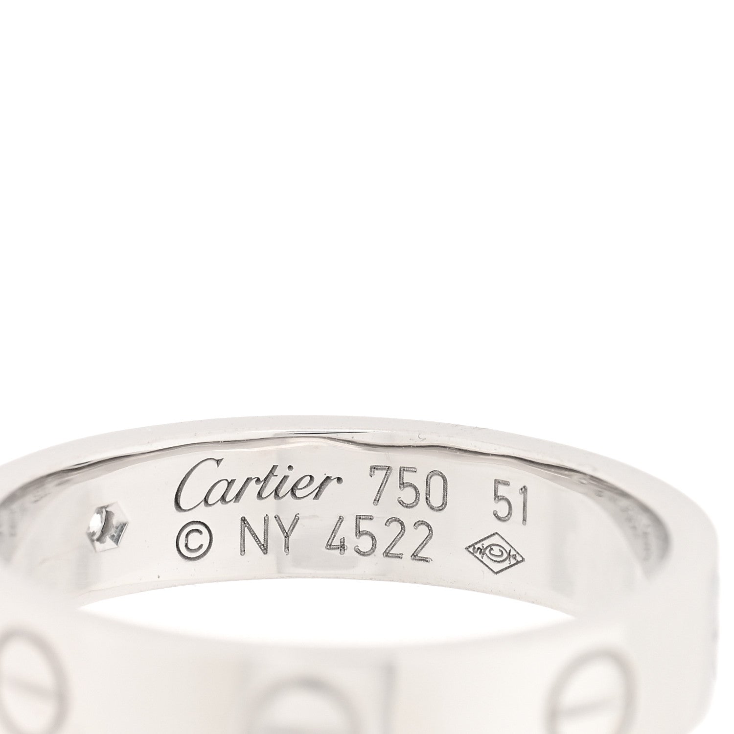 Cartier 18K White Gold Diamond 4mm LOVE Wedding Band Ring 51 5.75 4 of 5