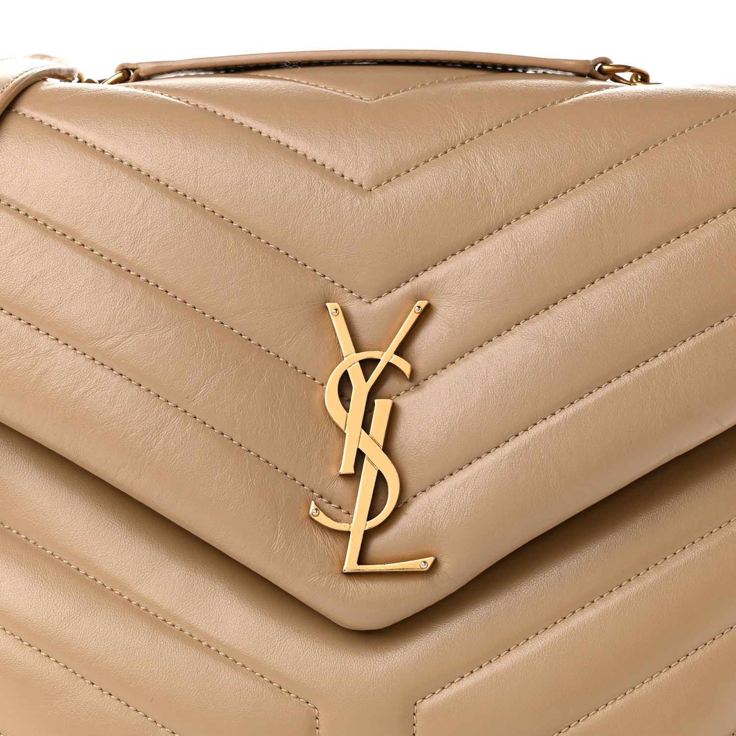 Saint Laurent Calfskin Y Quilted Monogram Medium Loulou Chain Satchel Dark Latte 8 of 10