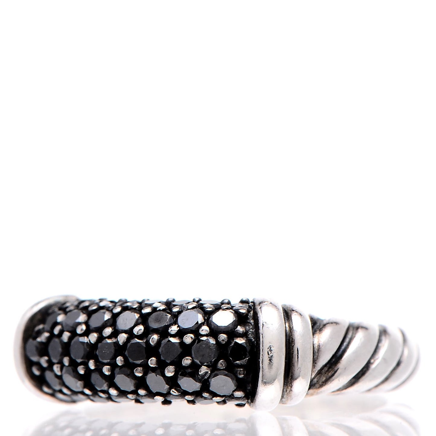 Sterling Silver Black Diamond Cable Candy Ring 49.3 5