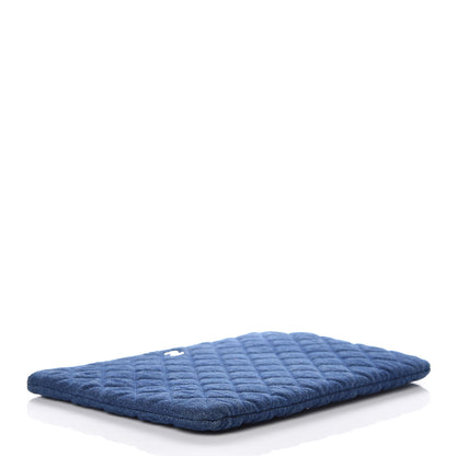 Chanel Denim Quilted Medium Cosmetic Case Blue 4 of 10