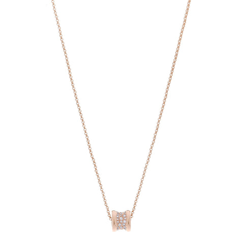 18K Rose Gold Diamond Small B.Zero1 Pave Pendant Necklace
