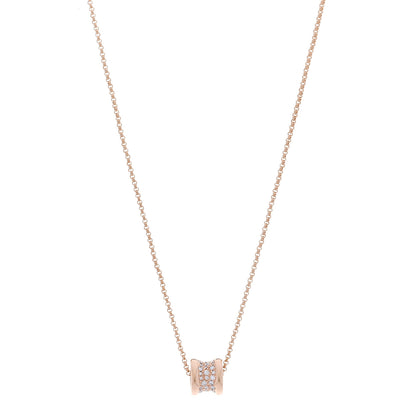 Bulgari 18K Rose Gold Diamond Small B.Zero1 Pave Pendant Necklace 1 of 6