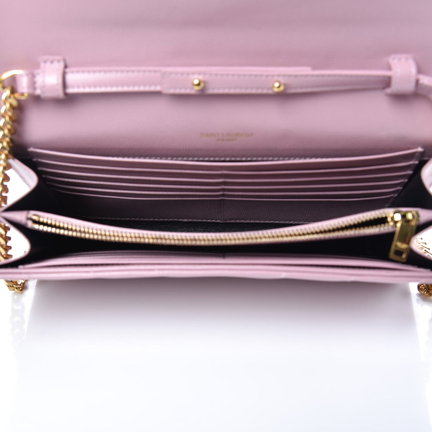 Grain De Poudre Matelasse Chevron Monogram Chain Wallet Tender Pink