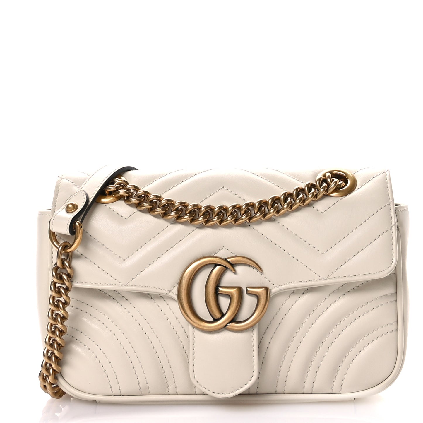 Calfskin Matelasse Mini GG Marmont Shoulder Bag White