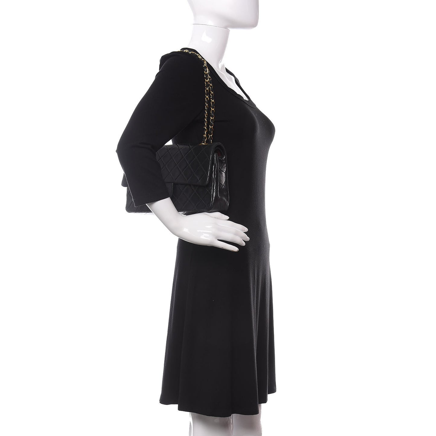 Lambskin Quilted Medium Double Flap Black