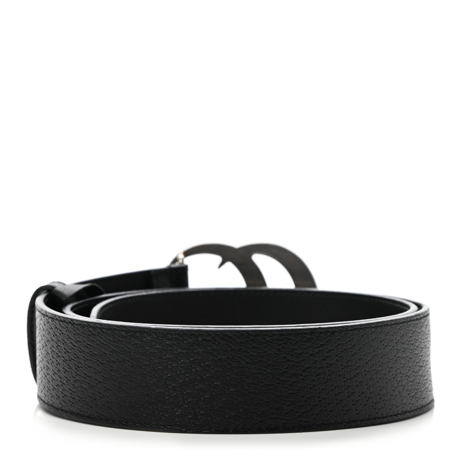 Gucci Textured Dollar Calfskin Nickel Double G 40mm Belt 90 36 Black 2 of 7