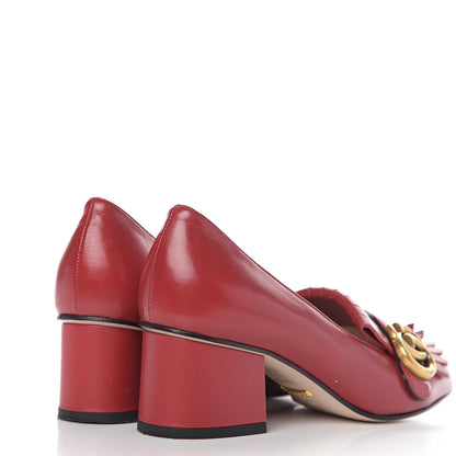 Gucci Malaga Kid GG Marmont Fringe 50mm Loafer Pumps 36 Hibiscus Red 4 of 12