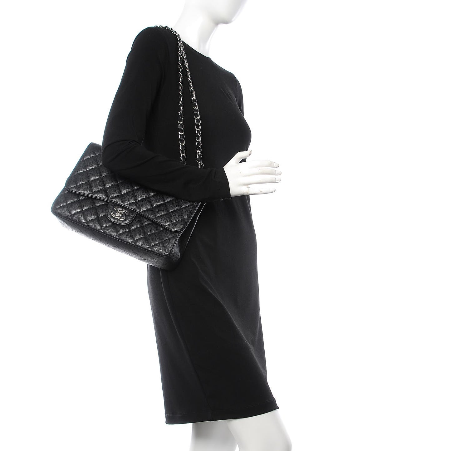 Caviar Quilted Jumbo Single Flap Black
