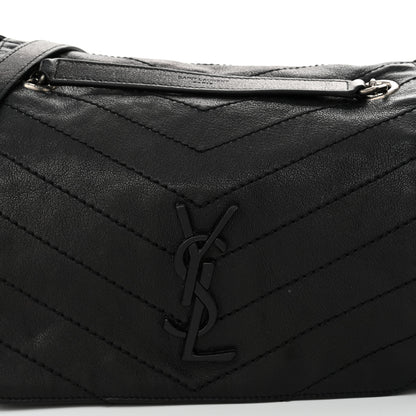 Saint Laurent Pebbled Lambskin Chevron Monogram Large Nolita Black 8 of 11