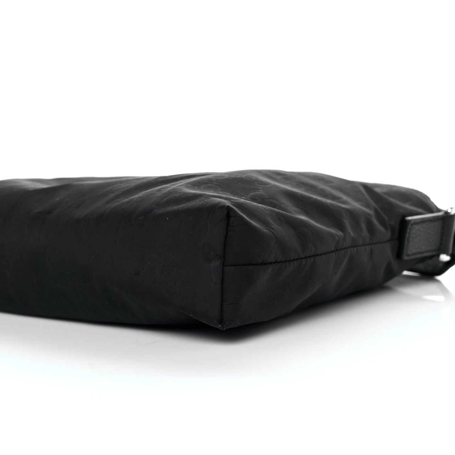 Nylon Monogram Dollar Calfskin Flat Messenger Bag Black